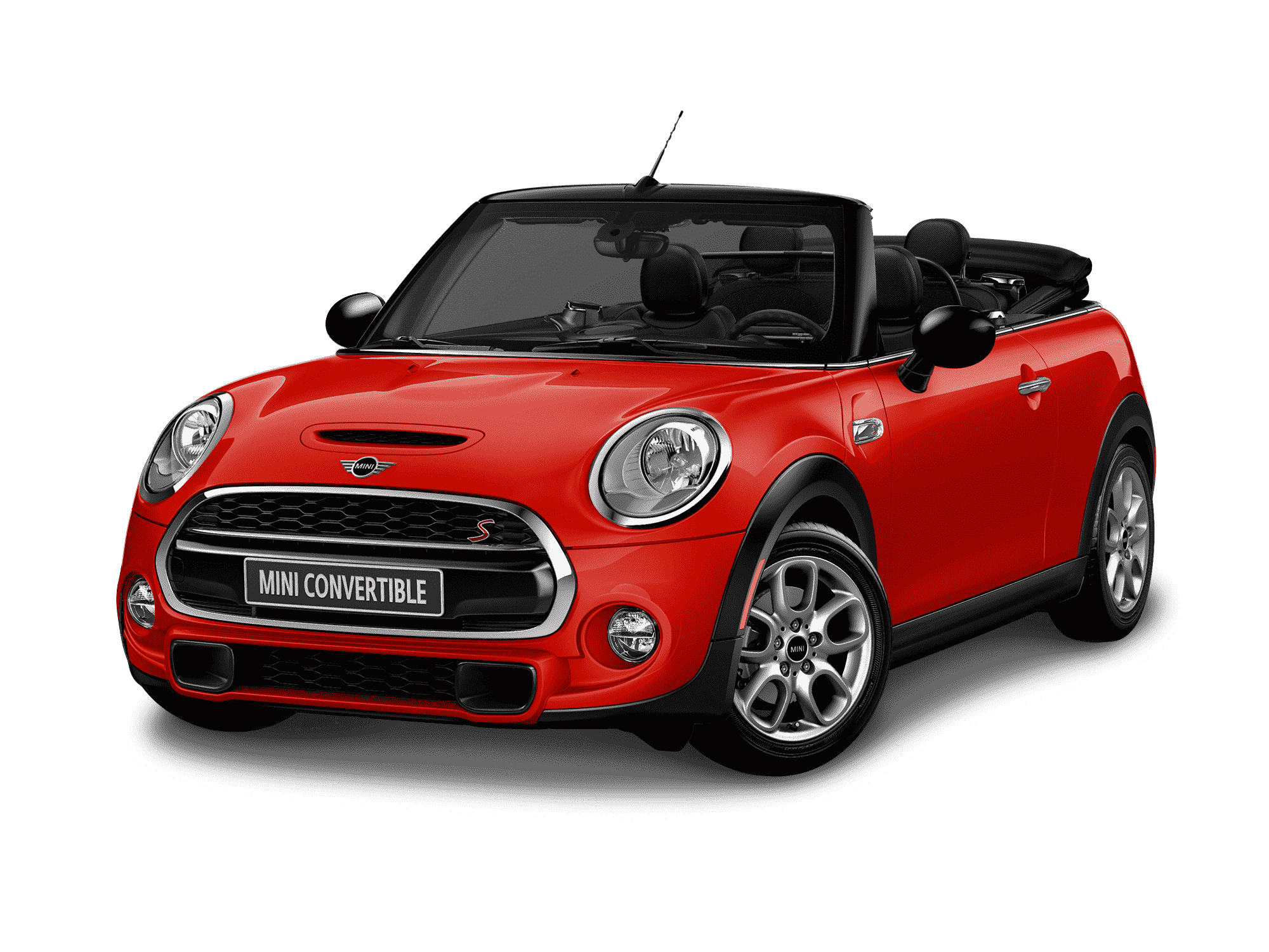 A picture of a cherry orange Mini Cooper Convertible S